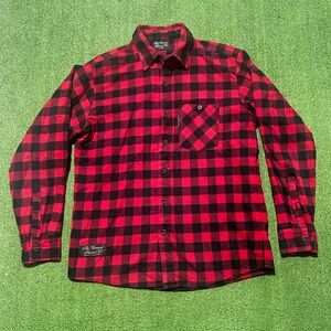 Vermont Flannel Co Shirt Mens Large Red Black Plaid Buffalo Button Up USA Cotton